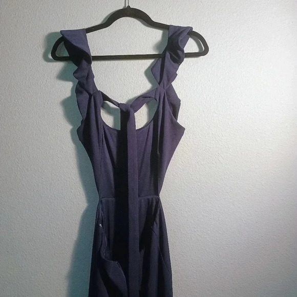 Lulus Sweetest Entrance Navy Blue Ruffled Tie-Back Maxi Dress/Large NWOT - Picture 14 of 16